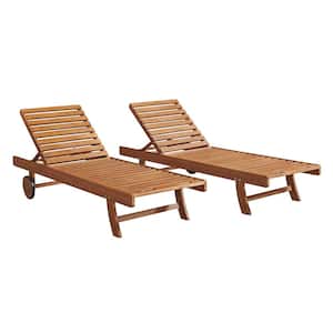 Caspian Eucalyptus Wood Outdoor Lounge Chair, Set of 2