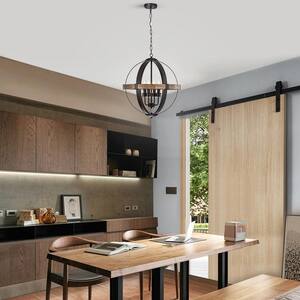 Shawn 33 in. 4-Light Indoor Matte Black Finish Chandelier with-Light Kit