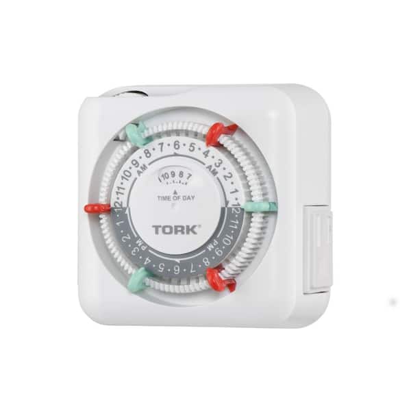TORK 15 Amp 24-Hour Indoor Plug-In Mechanical Appliance Timer with 2-Polarized Outlets, White