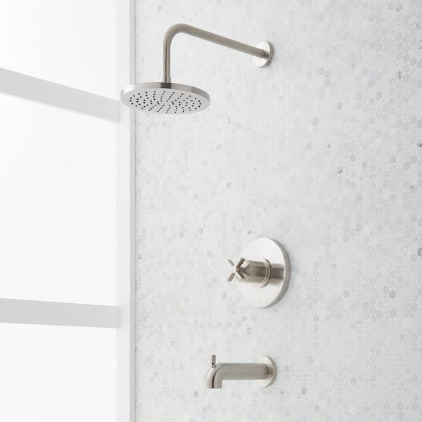 SIGNATURE HARDWARE Vassor Single Handle 1-Spray Shower Faucet 1.8 GPM with Pressure Balanced in. Brushed Nickel
