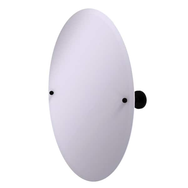 Allied Brass Prestige Skyline Frameless Oval Tilt Mirror with Beveled Edge in Matte Black