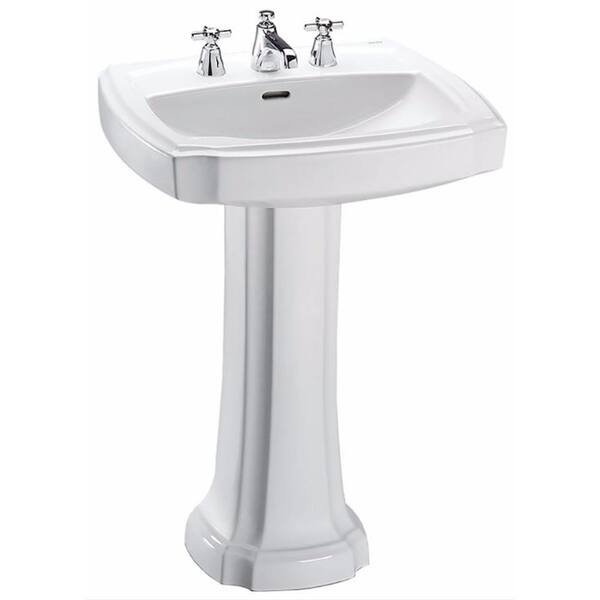 TOTO Guinevere 27 in. Pedestal Combo Bathroom Sink with 8 in. Faucet Holes in Sedona Beige