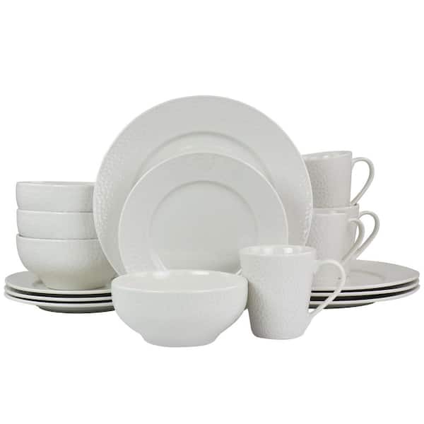 Elama Jasmine 16-Piece Porcela in. Dinnerware Set White 985115427M