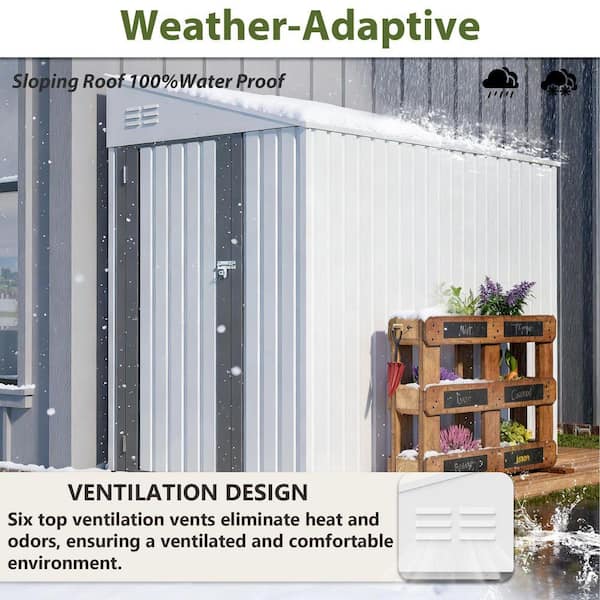 4 ft. W x 7 ft. D Metal Shed with Lockable Door in White (28 sq