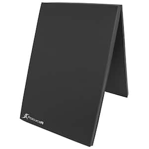 Bi-Fold Folding Thick Exercise Mat Black 6 ft. x 2 ft. x 1.5 in. Vinyl and Foam Gymnastics Mat (Covers 12 sq. ft.)