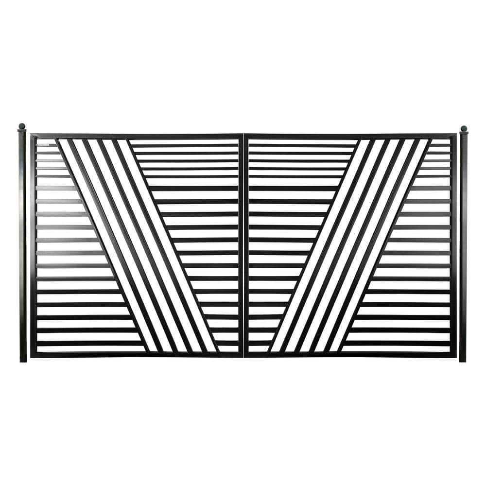 Sofia Style Black Steel Dual Swing Driveway Gate 16 ft