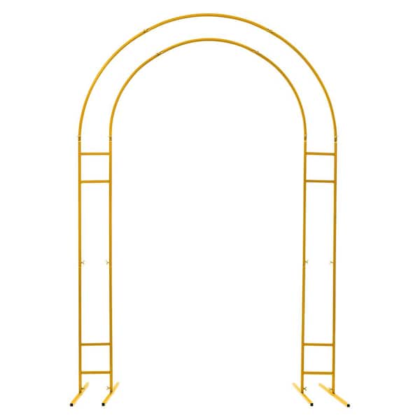 YIYIBYUS 86.7 in. x 59.1 in. Gold Metal Double Tube Wedding Arch Backdrop Decoration Stand Arbor