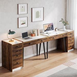 Moronia 55.1 in. Rectangular Brown Engineered Wood 6-Drawer Computer Desk