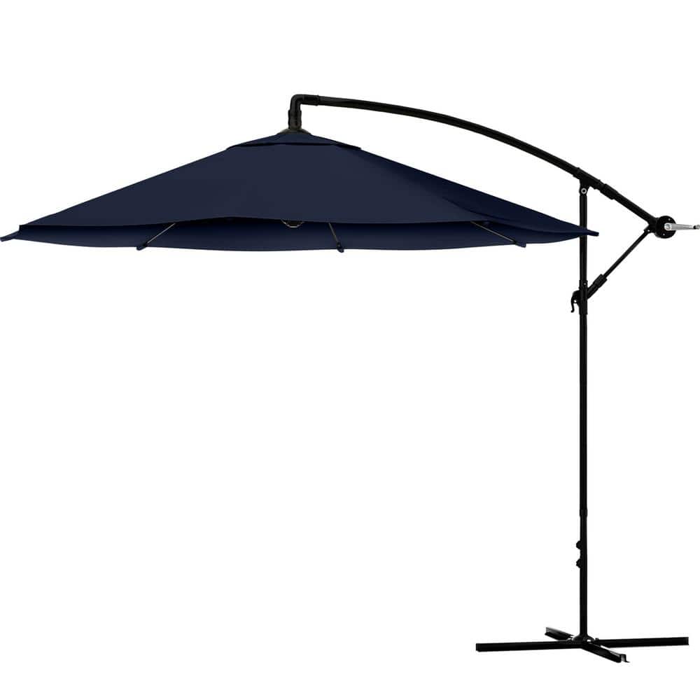 Navy Blue 10-Foot Offset Cantilever Patio Umbrella with Aluminum Pole
