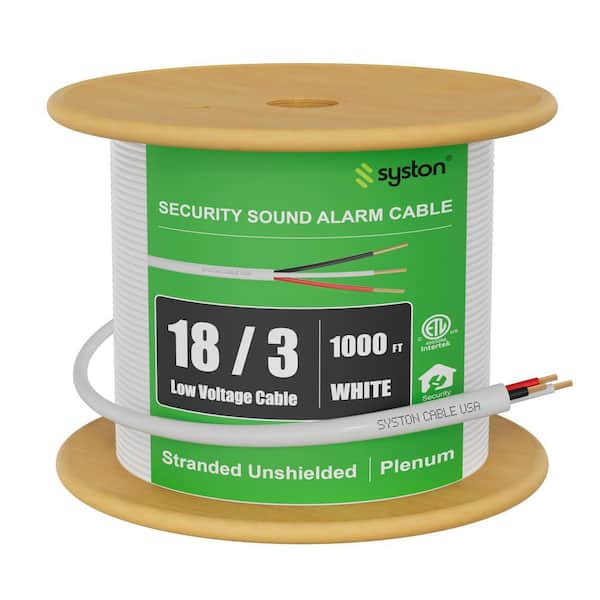 1000 ft. 18/3 White FPLP/CL3P-Plenum Stranded-Unshielded Bare Copper Indoor/Outdoor Security/Alarm/Control/Sound Wire