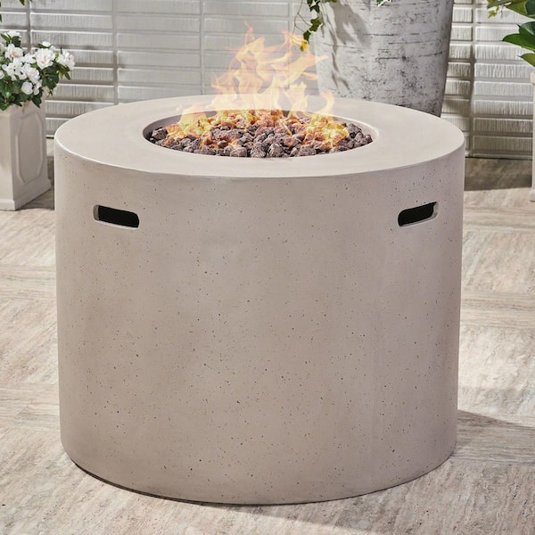 31 in. Light Grey Circular Propane Outdoor Fire Pit
