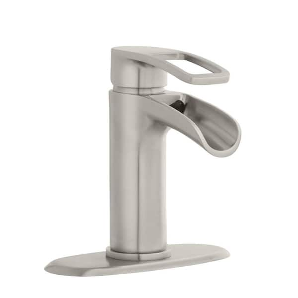 Glacier Bay Kiso Single-Handle Single Hole Low-Arc Bathroom Faucet in Brushed Nickel