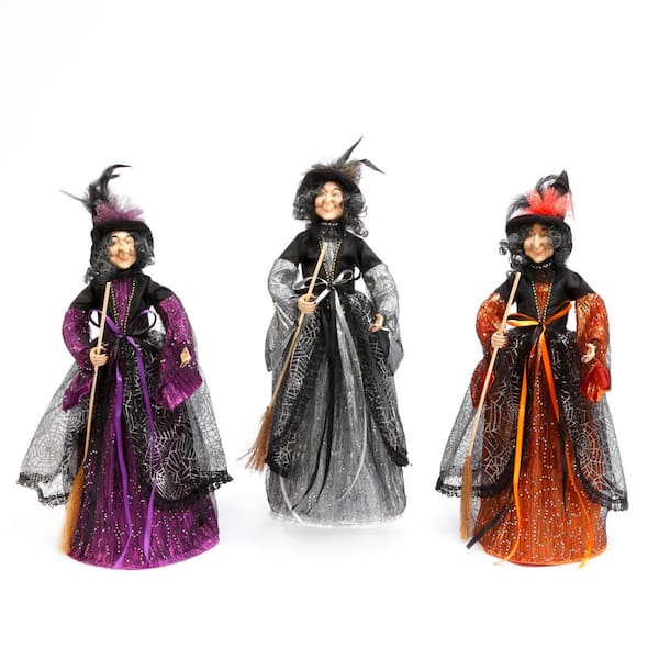 Unbranded Assorted 24 in. H Standing Witch Figurines with Brooms