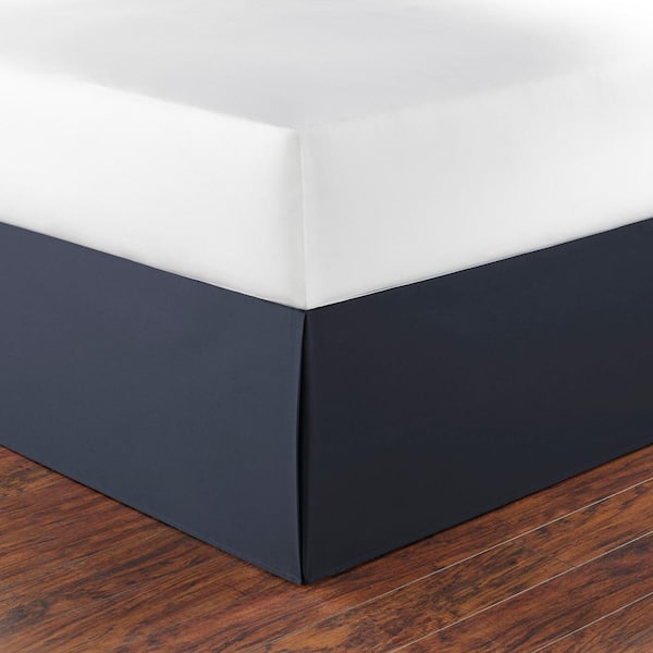 Nautica Solid 1-Piece Navy Blue Cotton Full Bed Skirt