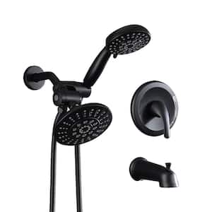 Single-Handle 11-Spray Round High Pressure Shower Faucet with Tub Spout Shower Head in Matte Black (Valve Included)