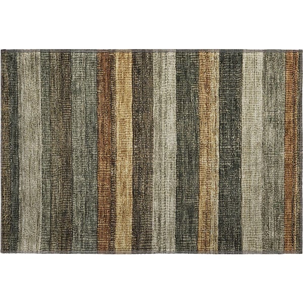 Mayfield Premium Machine Washable Abstract AMF1865 Khaki 2 ft. x 3 ft. Area Rug