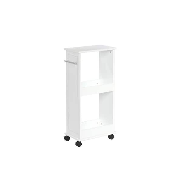 RiverRidge Home 16 in. W Rolling Side Cabinet with Shelves in White