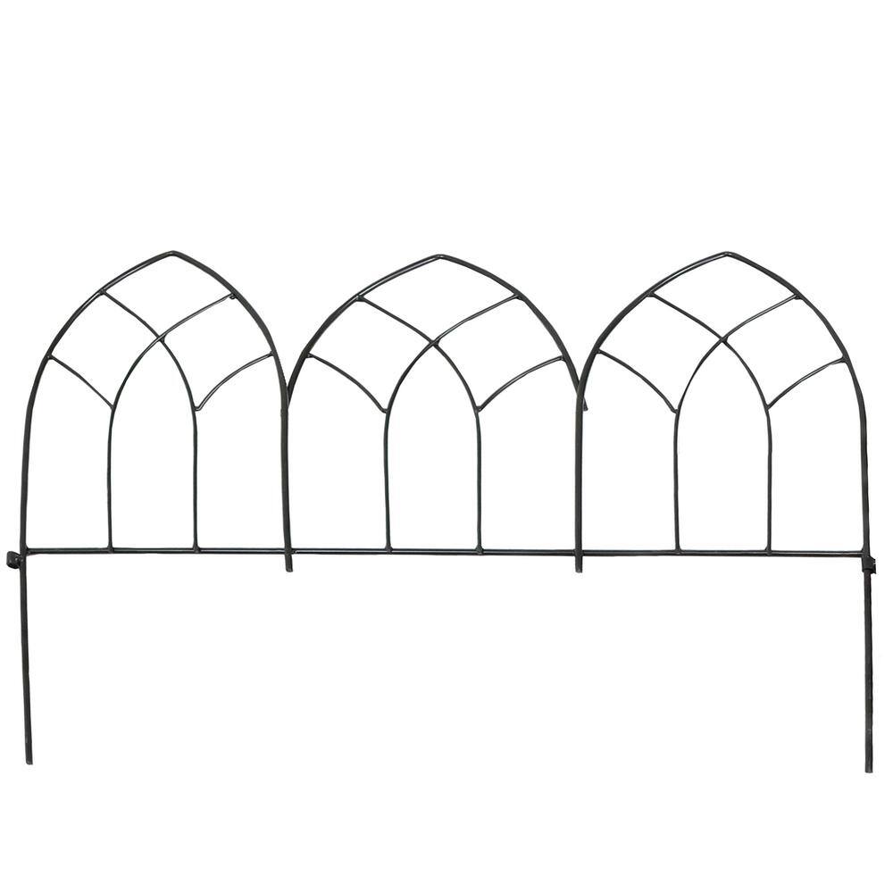 Narbonne Black Steel Gothic Garden Fence Panels Set of 5