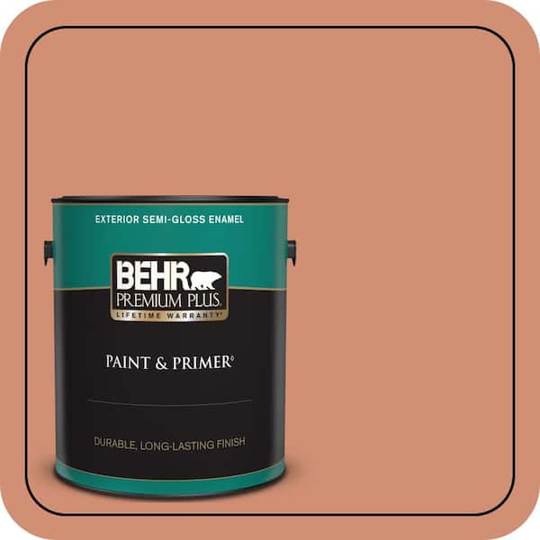 BEHR PREMIUM PLUS 1 gal. #M200-5 Terra Cotta Clay Semi-Gloss Enamel Exterior Paint & Primer