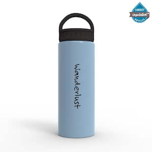 20 oz. Find Your Way Powder Blue Insulated Stainless Steel Water Bottle with D-Ring Lid