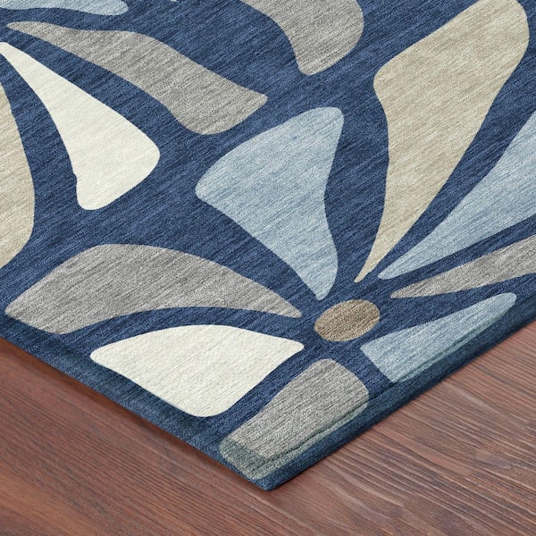 Chantille Machine Washable Indoor/Outdoor Abstract ACN2630 Navy 3 ft. x 4 ft. Area Rug