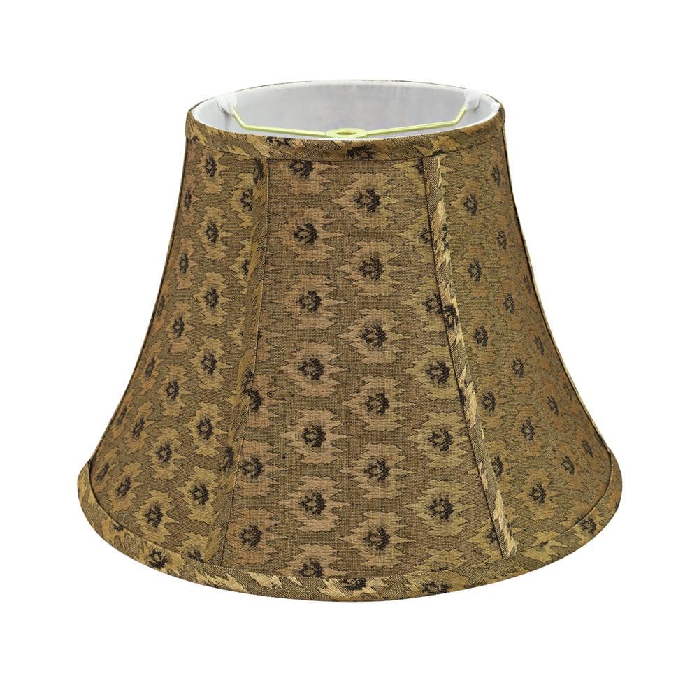 Pumpkin Gold Jacquard Fabric Bell Lamp Shade with Black Accents