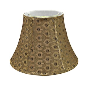 13 in. x 9.5 in. Pumpkin Gold and Black Accents Bell Lamp Shade