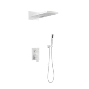 2-Spray Dual 2 Flow Rate Wall Mounted Waterfall Rain Shower System, White