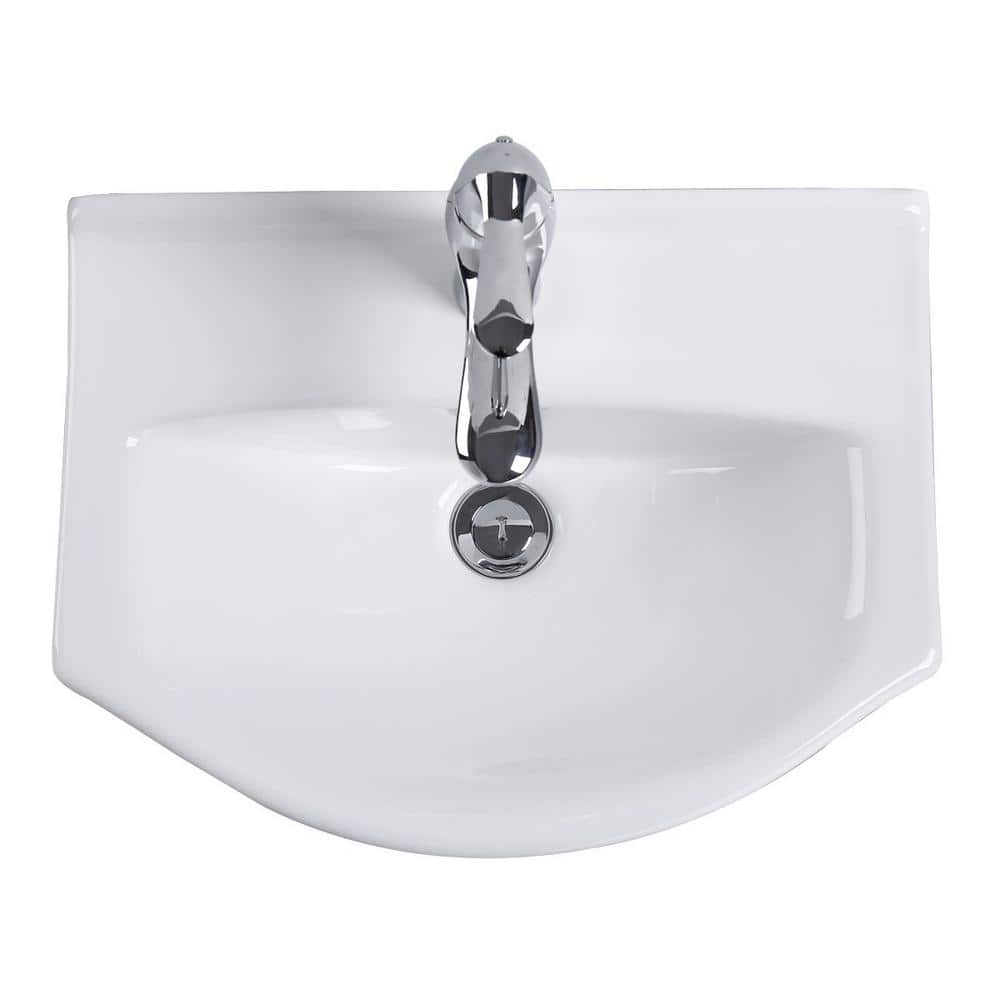Arc 17.75" White Ceramic Wall-Mount Vessel Sink with Reno-Gloss Finish