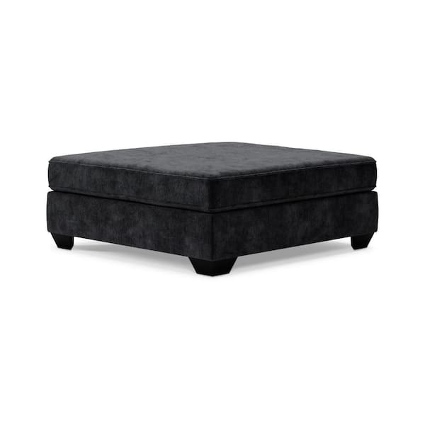 Lavie Charcoal Gray and Black Polyester Square Accent Oversized Ottoman