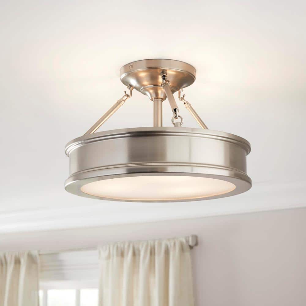 Home Decorators Collection Grafton 15 in. 3-Light Brushed Nickel Semi Flush  Mount Ceiling Light 23955 - The Home Depot, image size:1000x1000
