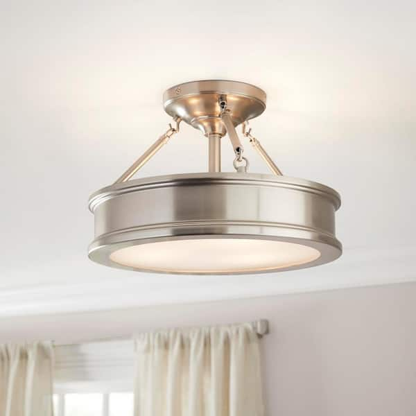 Grafton 3-Light Brushed Nickel Semi Flush Mount Ceiling Light