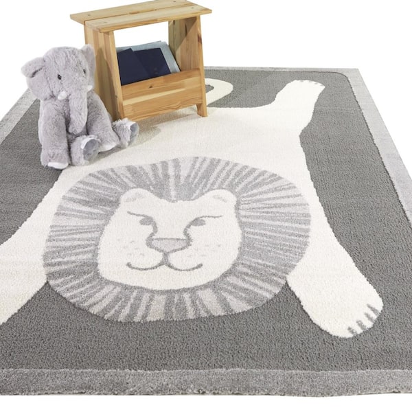 Leone Grey 4 ft. x 6 ft. Animal Print Area Rug