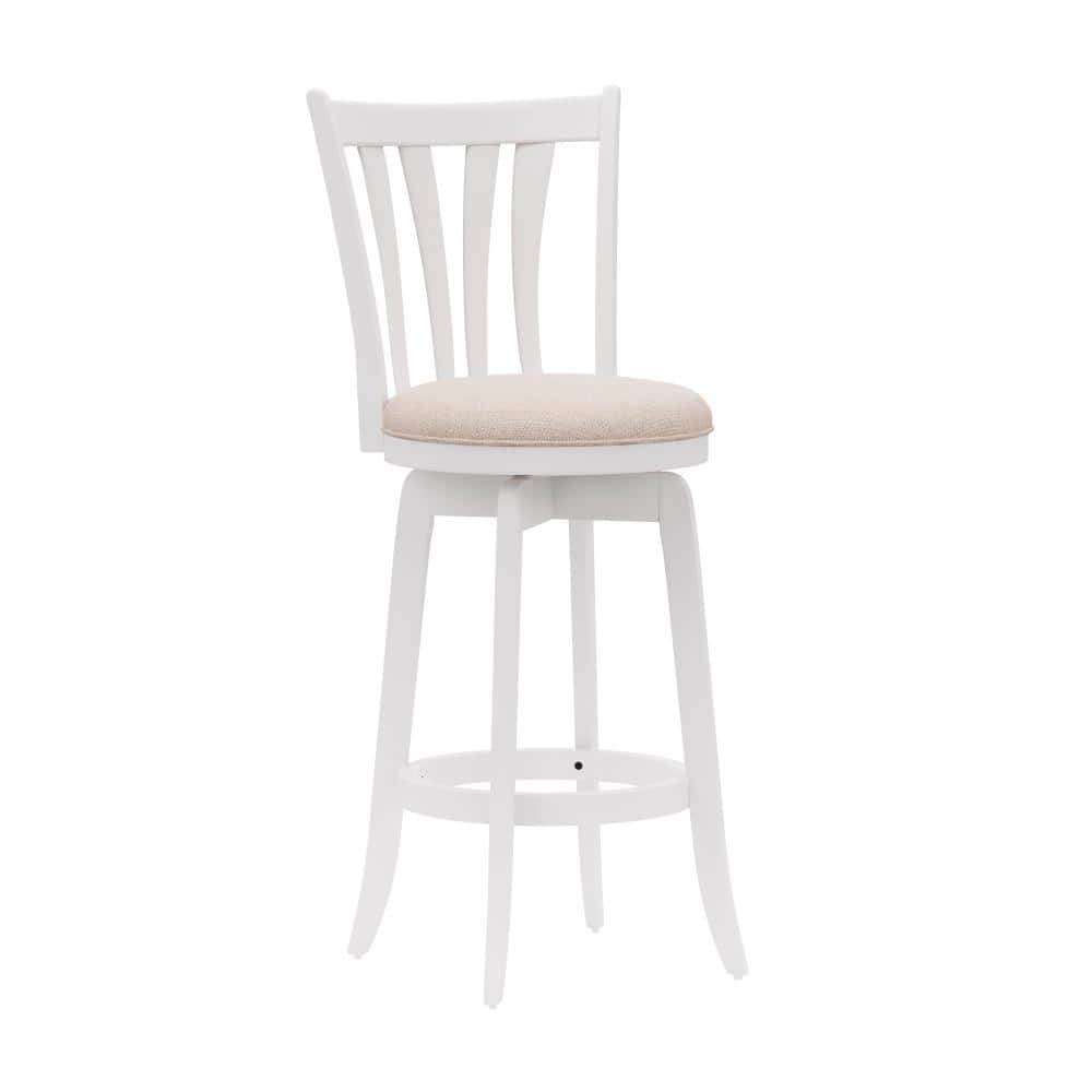 Hillsdale Furniture Savana 43.5 in. White High Back Wood 30 in. Bar Height Swivel Stool with Fabric -  5272-830