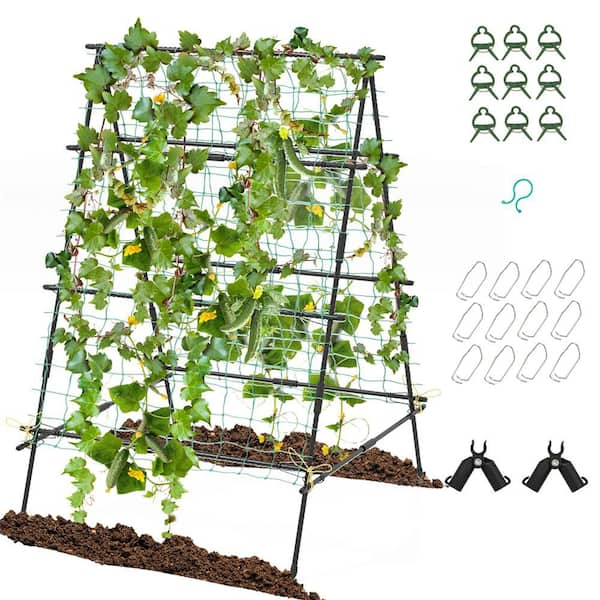 59 in. Metal Garden Tunnel Trellis with Adjustable Auxiliary Clips