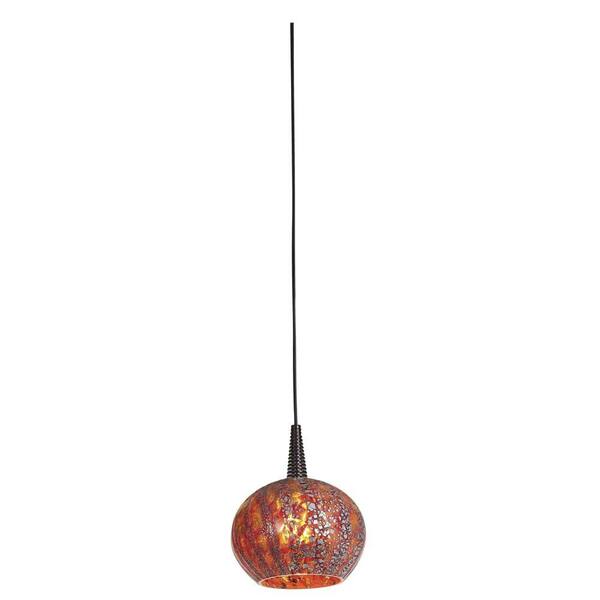 Illumine 1-Light LED Pendant Brushed Steel Finish Red Ribbed Opaline Glass-DISCONTINUED