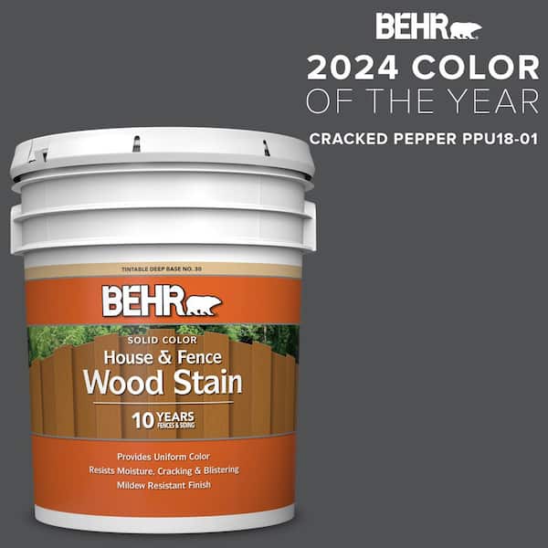 BEHR 5 gal. #PPU18-01 Cracked Pepper Solid Color House and Fence Exterior Wood Stain