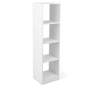 15 in. Wide Bookcase White 4-Cube Bookshelf with 4 Anti-Tipping Kits Compact Toy Storage Cabinet Bookcase