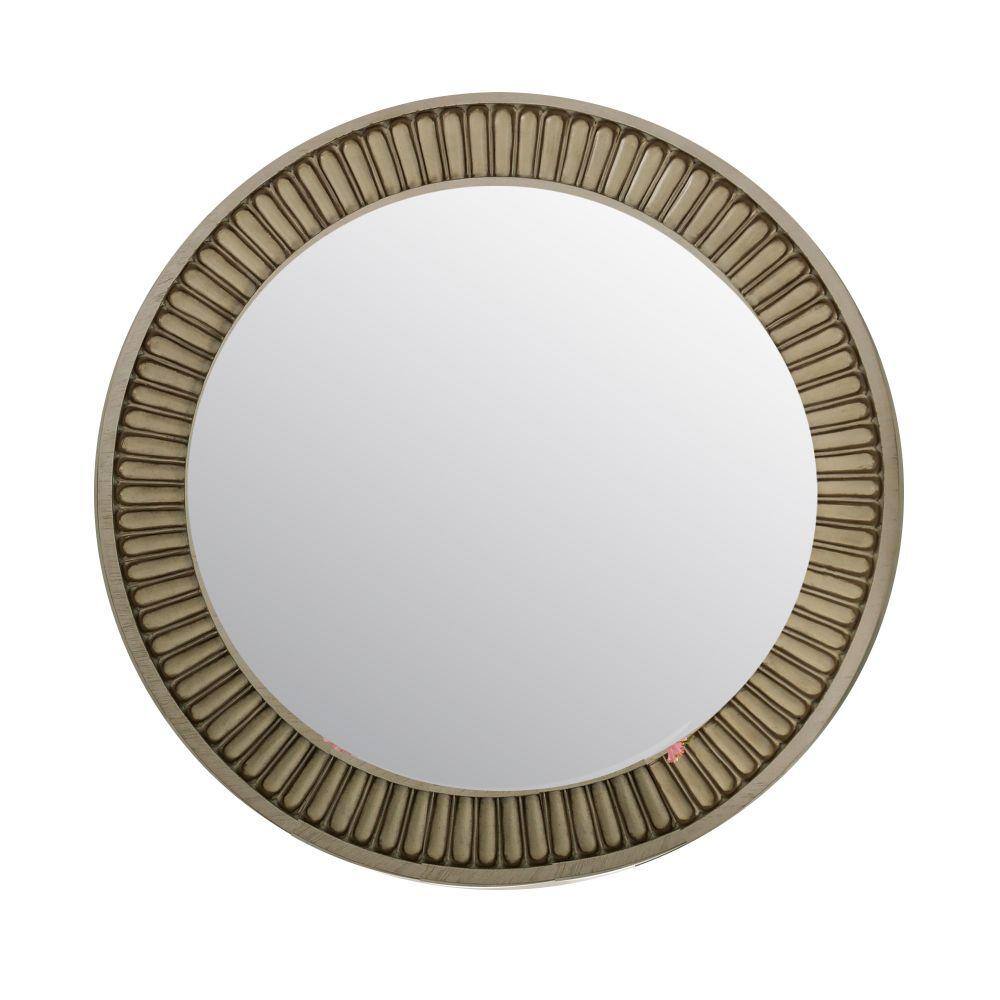 Benjara 35 In. X 45 In. Modern Round Wooden Framed White Decorative ...