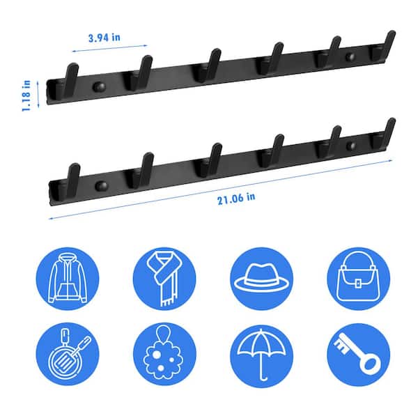 Wooden Wall Coat Towel Key Door Hooks for Clothes Self Adhesive Wood Shower  Curtain Peg Ornament Decorative Hook (2 Pack of Square Black Hooks)
