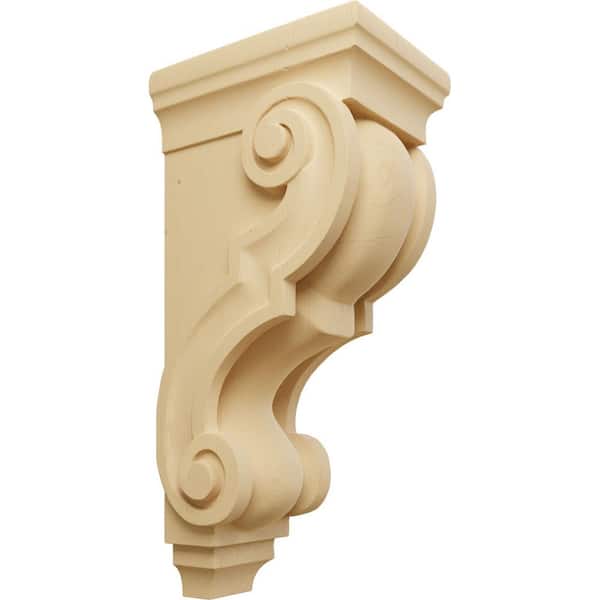 6-3/4 in. x 5 in. x 14 in. Unfinished Wood Alder Large Traditional Wood Corbel