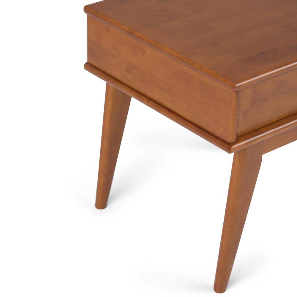 Draper Teak Brown Solid Hardwood End Table with Drawer
