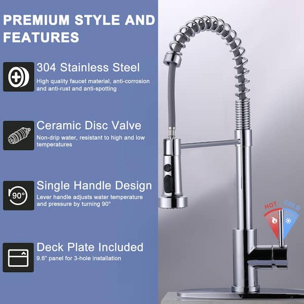Elements of Design Concord Chrome 2-Handle Deck-Mount High-Arc Handle Kitchen Faucet (Deck Plate Included) Elements of Design Concord Chrome 2-Handle Deck-Mount High-Arc Handle Kitchen Faucet (Deck Plate Included)