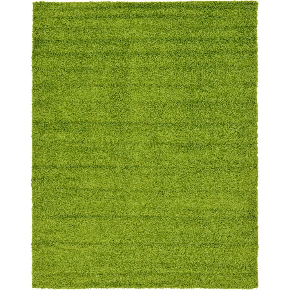 Unique Loom Solid Shag Grass Green 9 ft. x 12 ft. Area Rug 3127906