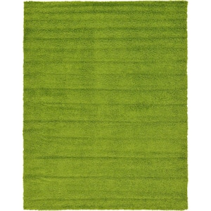 Solid Shag Grass Green 9 ft. x 12 ft. Area Rug