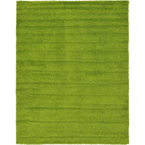 Unique Loom Solid Shag Grass Green 9 ft. x 12 ft. Area Rug