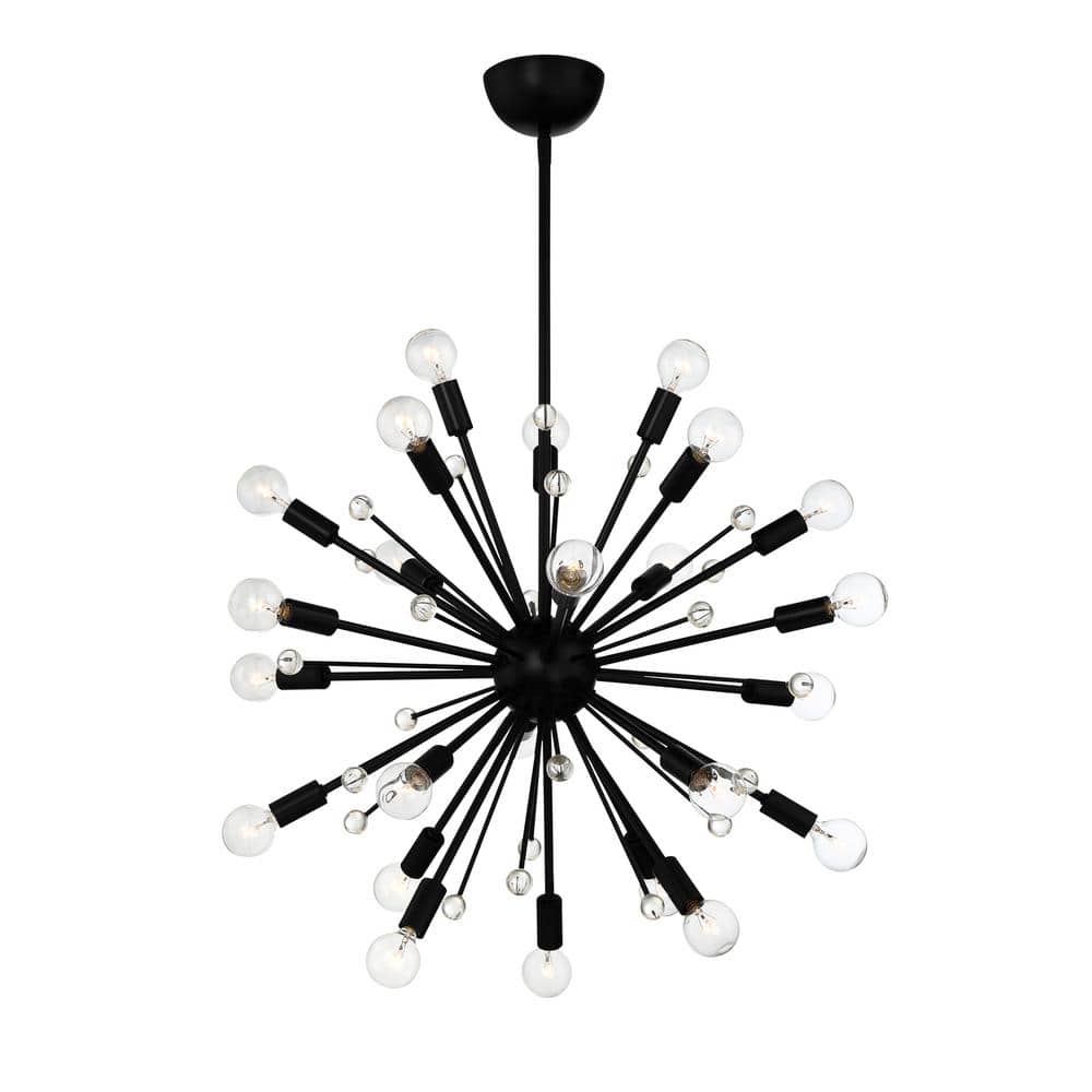 Galea Matte Black 24-Light Sputnik Chandelier with Glass Baubles
