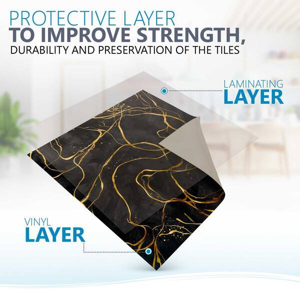 MI ALMA Gold and Black R35 4 in. x 4 in. Vinyl Peel and Stick Tile