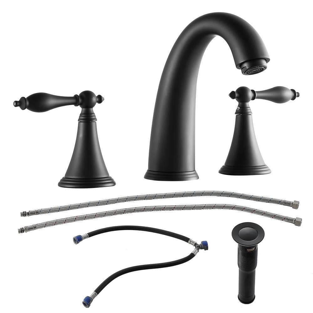Double Handle 3-Hole Vessel Sink Faucet with Pop-Up Drain in Matte Black price history on PriceWatchPro