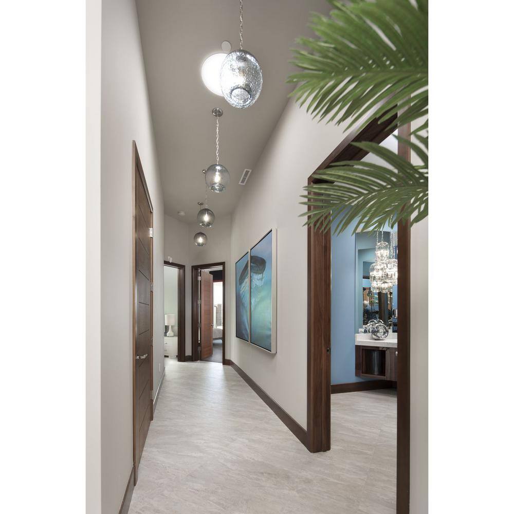Malbec Brushed Nickel 14" Globe Pendant with Clear Textured Glass